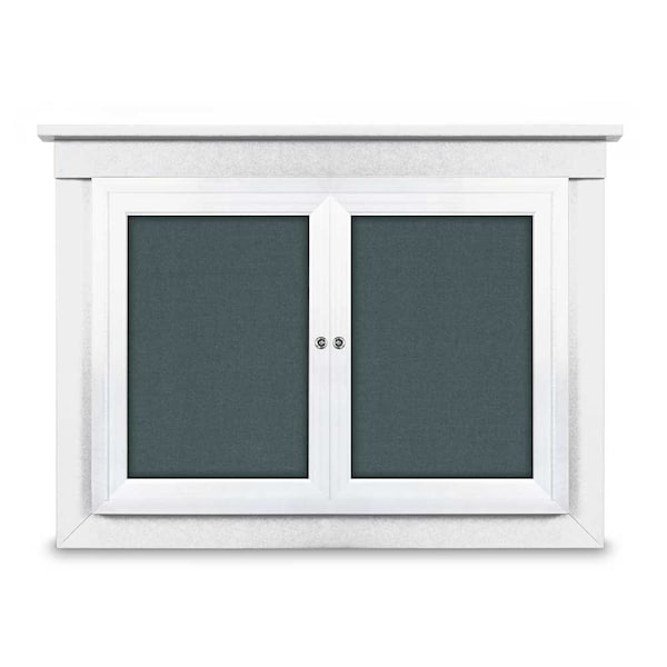60"x36" 2-Door Enclosed Letterboard, Header, Black Vinyl/Cherry